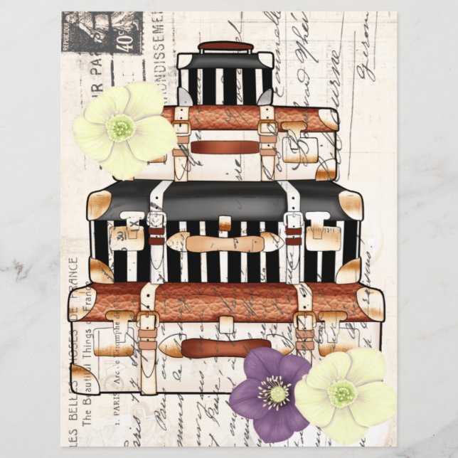 Beautiful vintage travel suitcases scrapbooking  (Front)