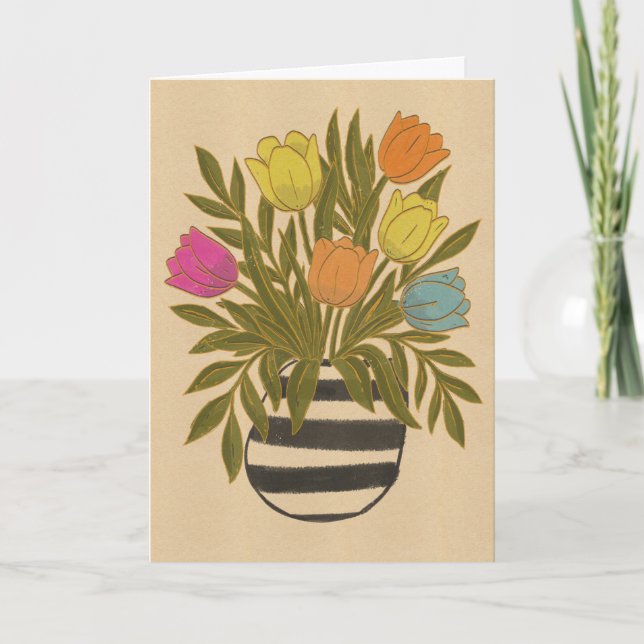 Beautiful Vintage Tulips Card (Front)