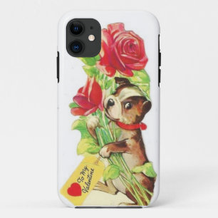 Beautiful Vintage Valentine Boston Terrier Puppy iPhone 11 Case