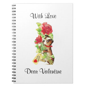Beautiful Vintage Valentine Boston Terrier Puppy Notebook
