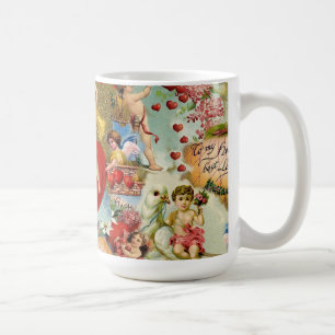Beautiful Vintage Valentine Love Cherub Collage Coffee Mug