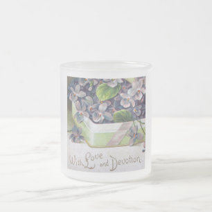 Beautiful Vintage Valentine Rose Bouquet Frosted Glass Coffee Mug