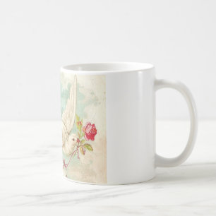BEAUTIFUL Vintage Victorian Dove Letter Coffee Mug