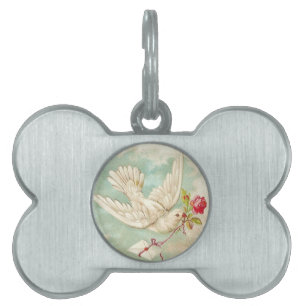 BEAUTIFUL Vintage Victorian Dove Letter Pet Name Tag