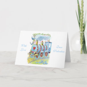 Beautiful Vintage Victorian Valentine Floral Train Holiday Card