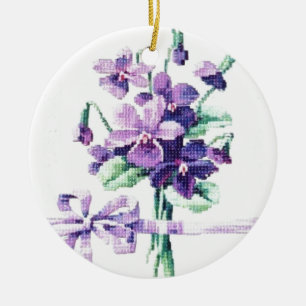 Beautiful Vintage Victorian Violet Ceramic Tree Decoration