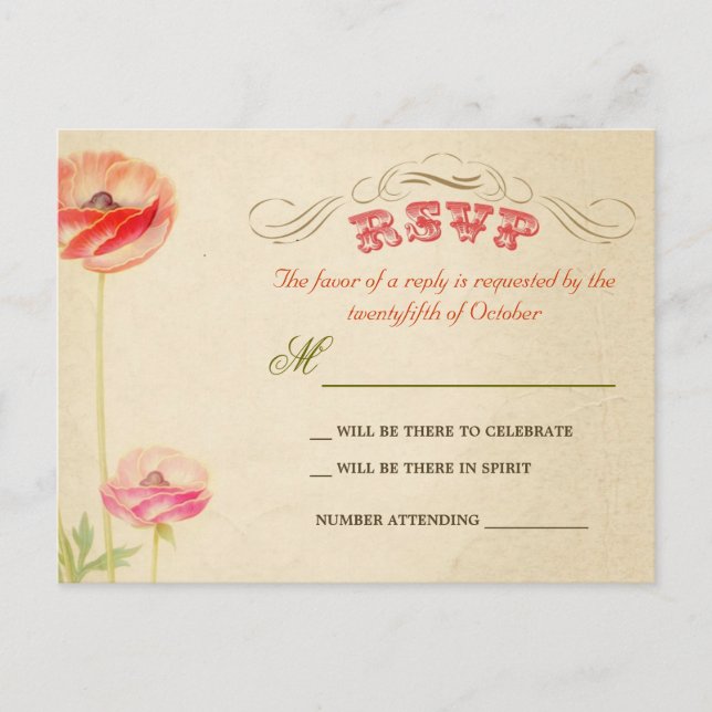beautiful vintage wedding rsvp postcards (Front)