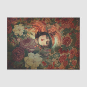 Beautiful Vintage Woman Flower Garden Tissue Paper