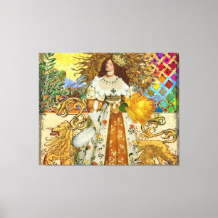 Beautiful Vintage Woman Golden Sun Canvas Print