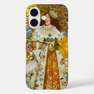 Beautiful Vintage Woman Golden Sun iPhone 16 Case