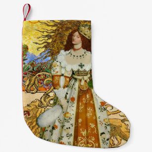 Beautiful Vintage Woman Golden Sun Small Christmas Stocking