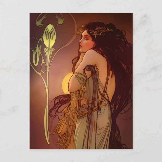 Beautiful Vintage Woman Postcard (Front)