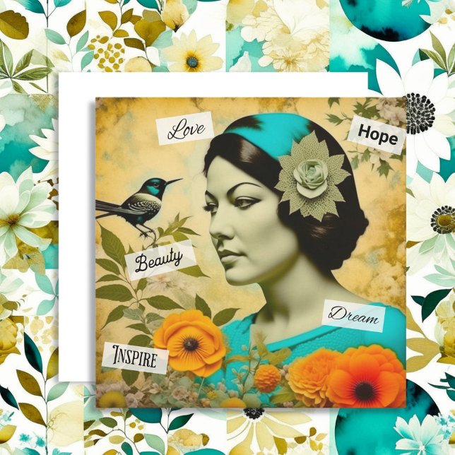 Beautiful Vintage Woman with Bird and Flowers (Creator Uploaded)