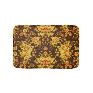 Beautiful vintage yellow flowers bath mat