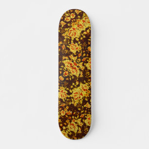 Beautiful vintage yellow flowers   skateboard