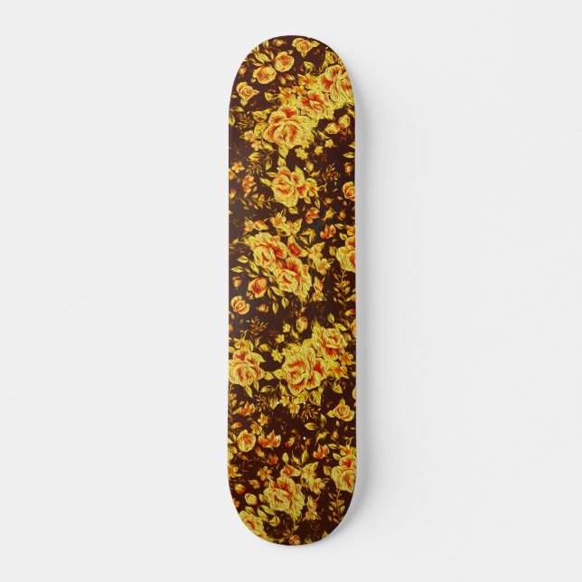 Beautiful vintage yellow flowers   skateboard (Front)