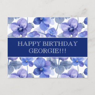 Beautiful Violas Flowers Happy Birthday Postcard