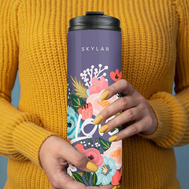 Beautiful Violet Botanical Blooming Floral Pattern Thermal Tumbler (Beautiful Violet Botanical Blooming Floral Pattern Thermal Tumbler)