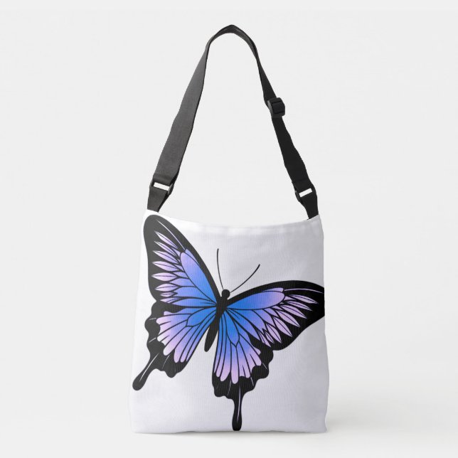 Beautiful Violet Butterfly Cross Body Tote Bag (Front)