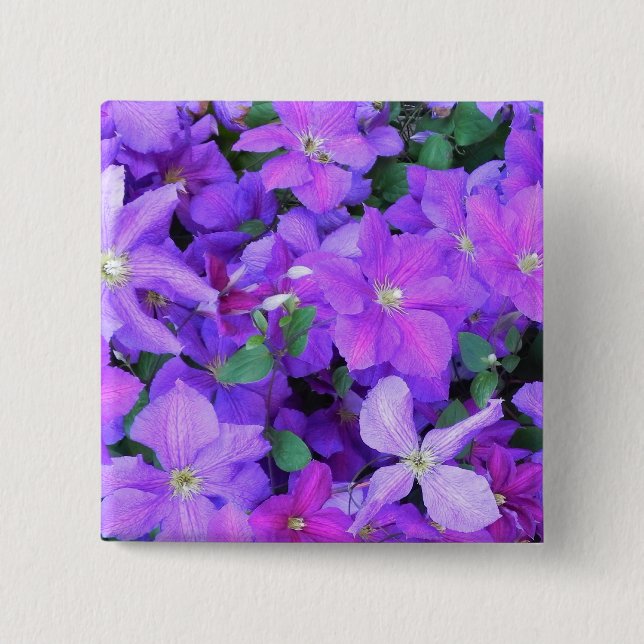 Beautiful Violet Clematis 15 Cm Square Badge (Front)