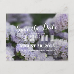 Beautiful Violet Flowers Wedding Save the Date Announcement Postcard