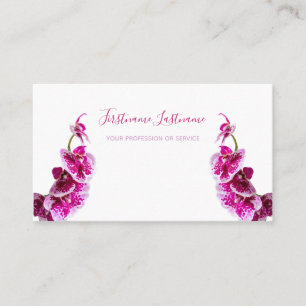 Beautiful violet pink orchid flower on white! busi business card