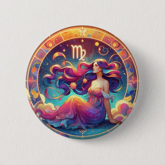 Beautiful Virgo Woman | Horoscope Art 6 Cm Round Badge (Front)