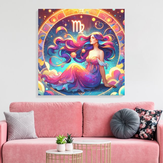 Beautiful Virgo Woman | Horoscope Art Canvas Print (Insitu(LivingRoom))