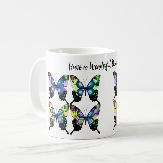 Beautiful Vivid and Elegant Butterflies Pattern Coffee Mug (Front Left)