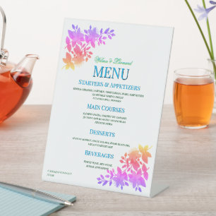 Beautiful vivid Wedding table Menu Pedestal Sign