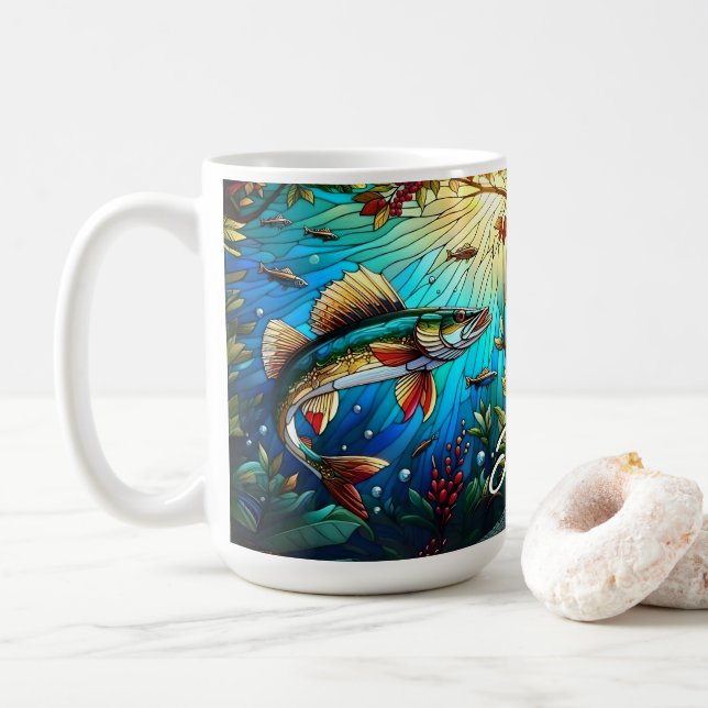 Beautiful Walleye Pike in Lake  Coffee Mug (With Donut)