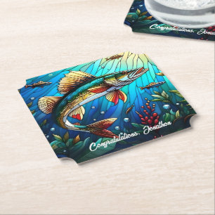 Beautiful Walleye Pike in Lake  Paper Coaster