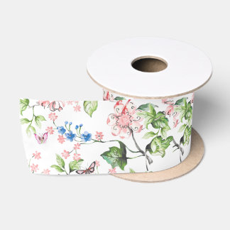 Beautiful, water color,hand painted nature scene,t satin ribbon