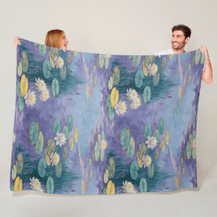 Beautiful Water Lilies Monet Art Fleece Blanket