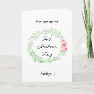 Beautiful Watercolor 1st Mother's Day Sister Card