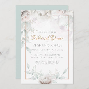 Beautiful Watercolor  Alabaster Peonies Invitation