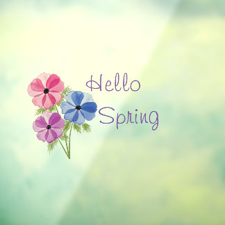 Beautiful Watercolor Anemone hello spring Window Cling