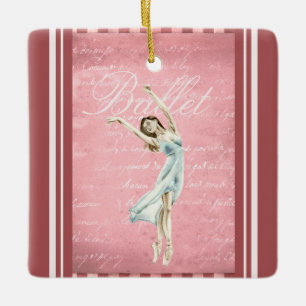 Beautiful Watercolor Ballerina Pink Christmas Ceramic Ornament