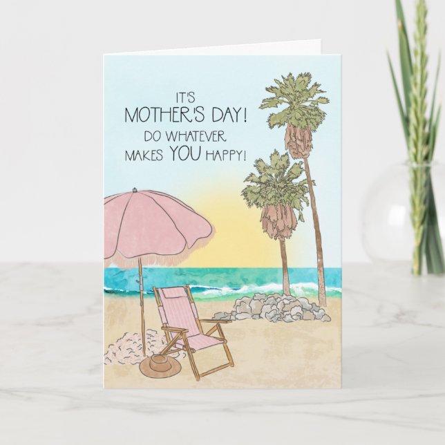 Beautiful Watercolor Beach Happy Mother's Day Card (Front)