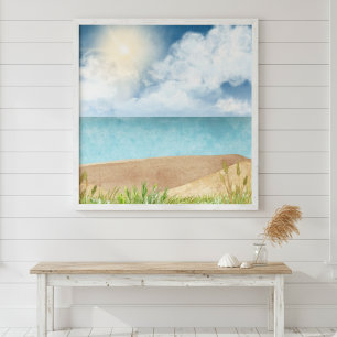 Beautiful Watercolor Beach Scene Poster