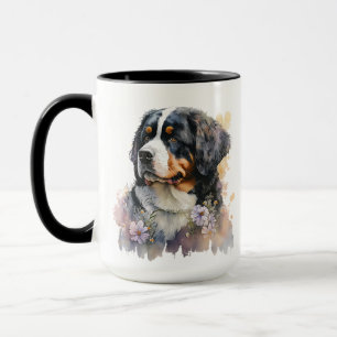 BEAUTIFUL WATERCOLOR BERNESE MOUNTAIN DOG MUG