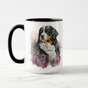 BEAUTIFUL WATERCOLOR BERNESE MOUNTAIN DOG MUG