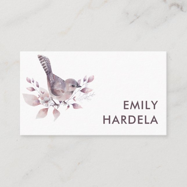 Beautiful Watercolor Bird Professional Business Card (Front)
