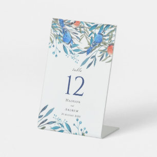 Beautiful Watercolor Birds and Foliage Wedding Pedestal Sign