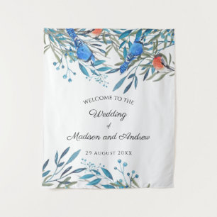 Beautiful Watercolor Birds and Foliage Wedding Tapestry