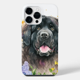 BEAUTIFUL WATERCOLOR BLACK NEWFOUNDLAND DOG iPhone 14 PRO MAX CASE