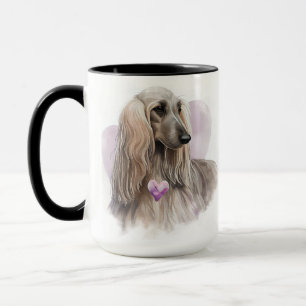 BEAUTIFUL WATERCOLOR BLONDE AFGHAN HOUND DOG MUG