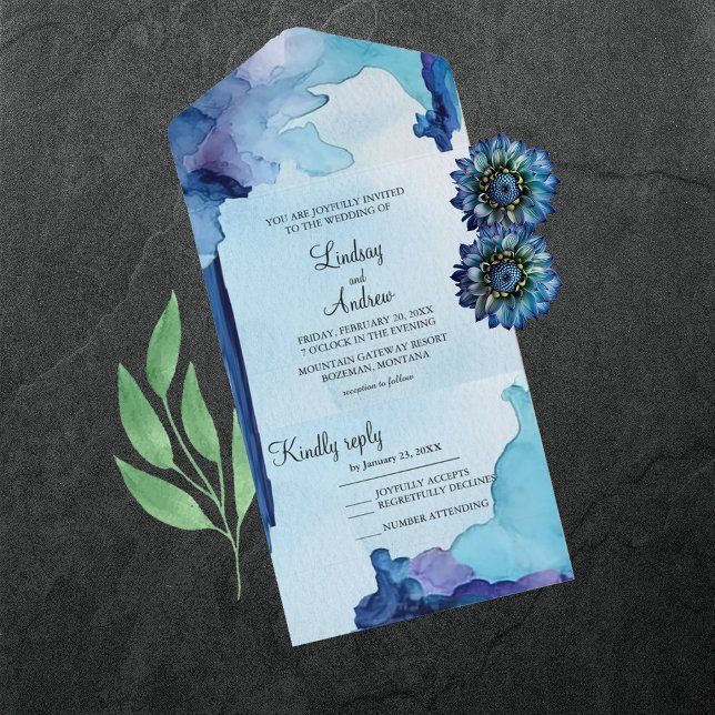 Beautiful Watercolor Blue All in One Invitation  (Creator Uploaded)