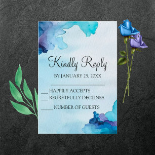 Beautiful Watercolor Blue and Cyan RSVP Card