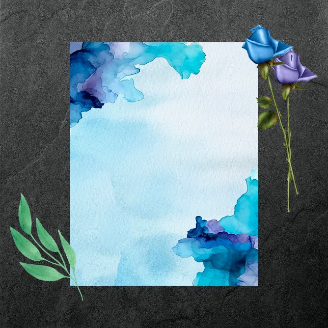 Beautiful Watercolor Blue and Cyan Scrapbook Paper (Creator Uploaded)